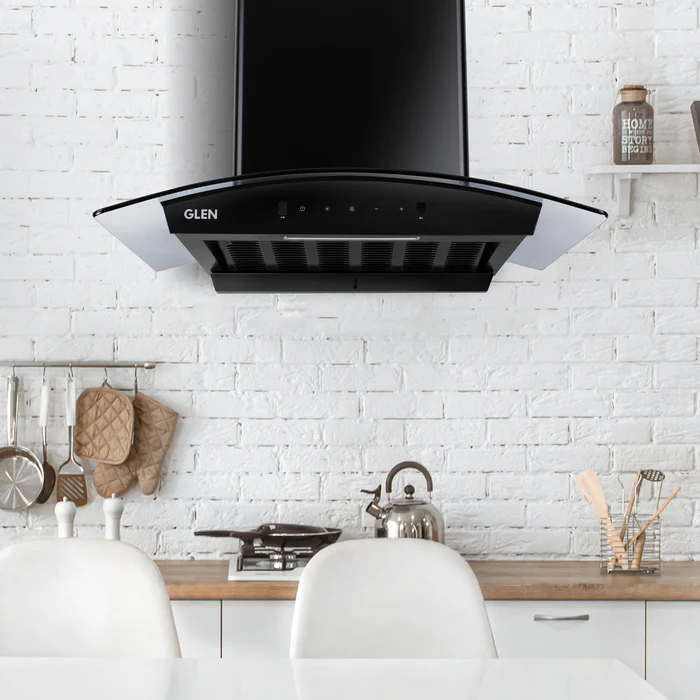 Modern kitchen chimney installation for home